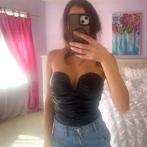 Black Leather Strapless Top from White Fox Boutique